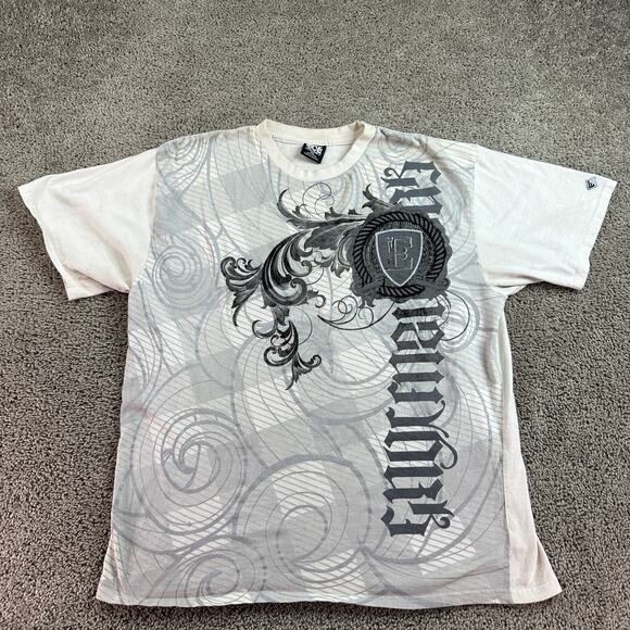 VINTAGE Y2K Enyce Shirt Mens 3XL Gray White Hip Hop Rap NYC Short Sleeve - Picture 1 of 12